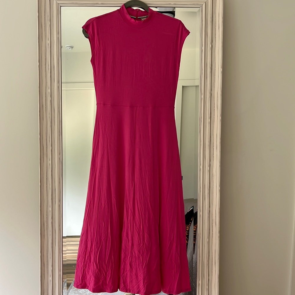 BOSS Hugo Boss Pink Fitted Maxi Dress NWT Size XS - Picture 4 of 9